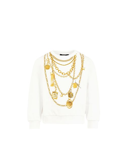Felpa, bambina, logata. BALMAIN | BX4C80 Z3183100OR